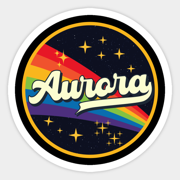 Aurora // Rainbow In Space Vintage Style Sticker by LMW Art